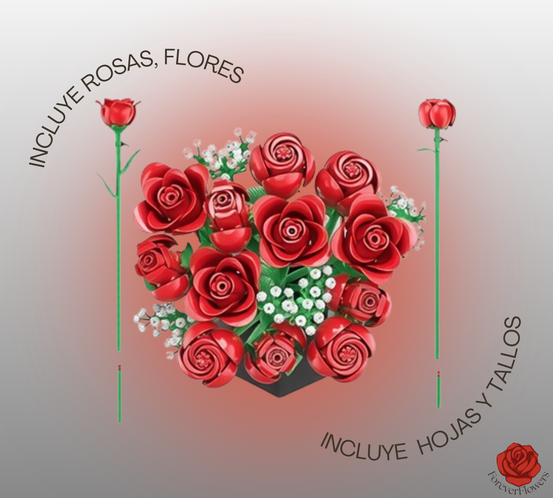 Ramo de rosas de bloque de construcción decorativo